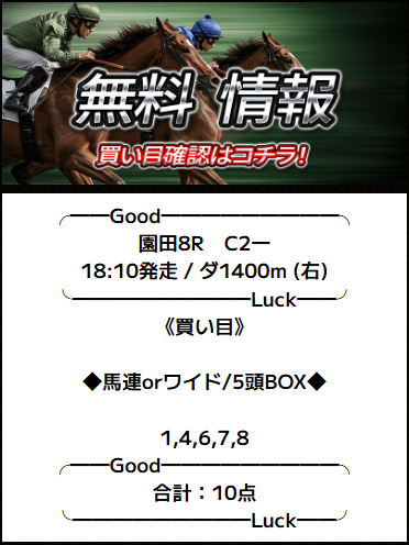 バツグン　無料予想　5月23日園田8R